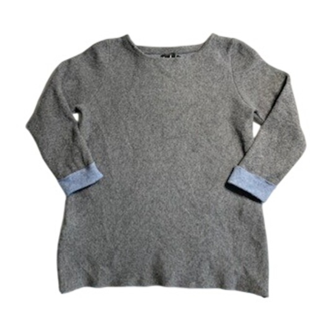 Nanette Lepore Women Gray Wool Blend Boat Neck Sweater Side Zip Tunic Size M